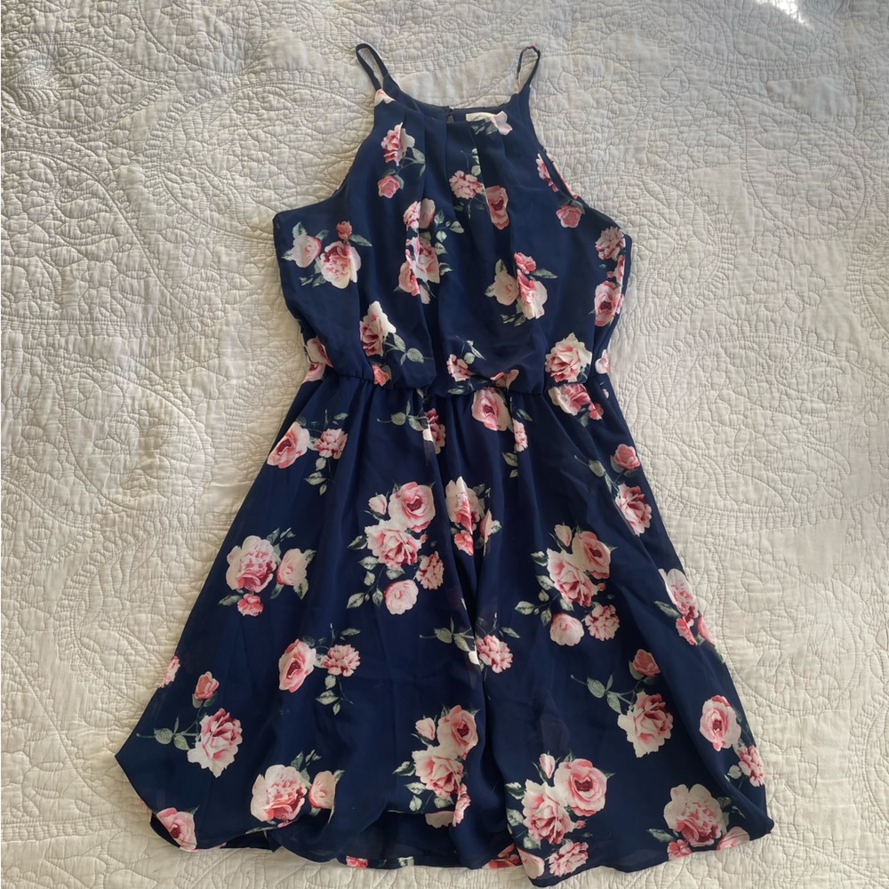 Blue Rain halter flower dress size L